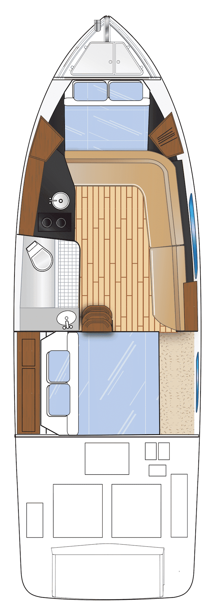 Plan układu kabiny modelu Regal 33 Express.