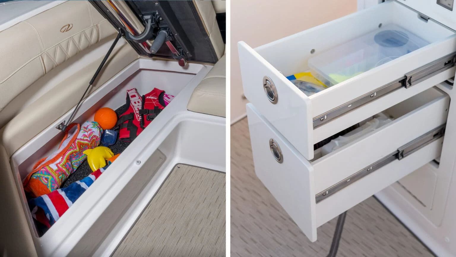 Schowki pokładowe w modelu Regal 33 SAV.