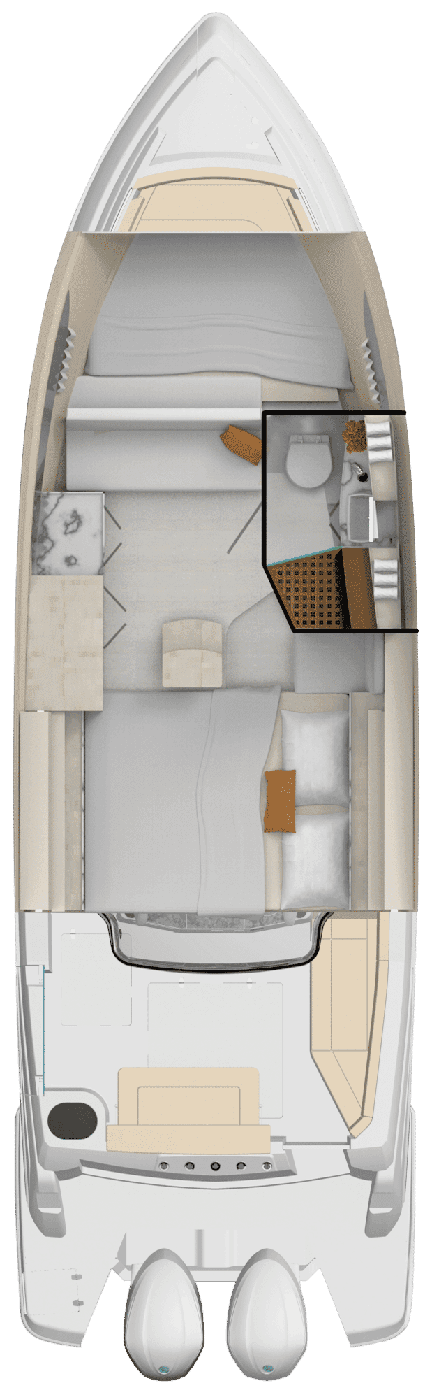 Układ kabiny modelu Regal 33 SAV.