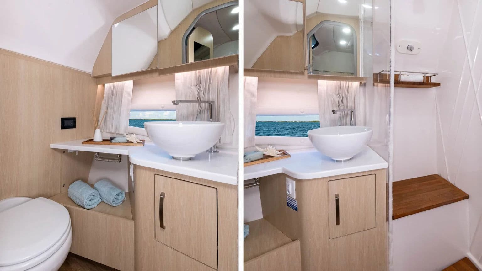 Łazienka z prysznicem w modelu Regal 33 SAV.