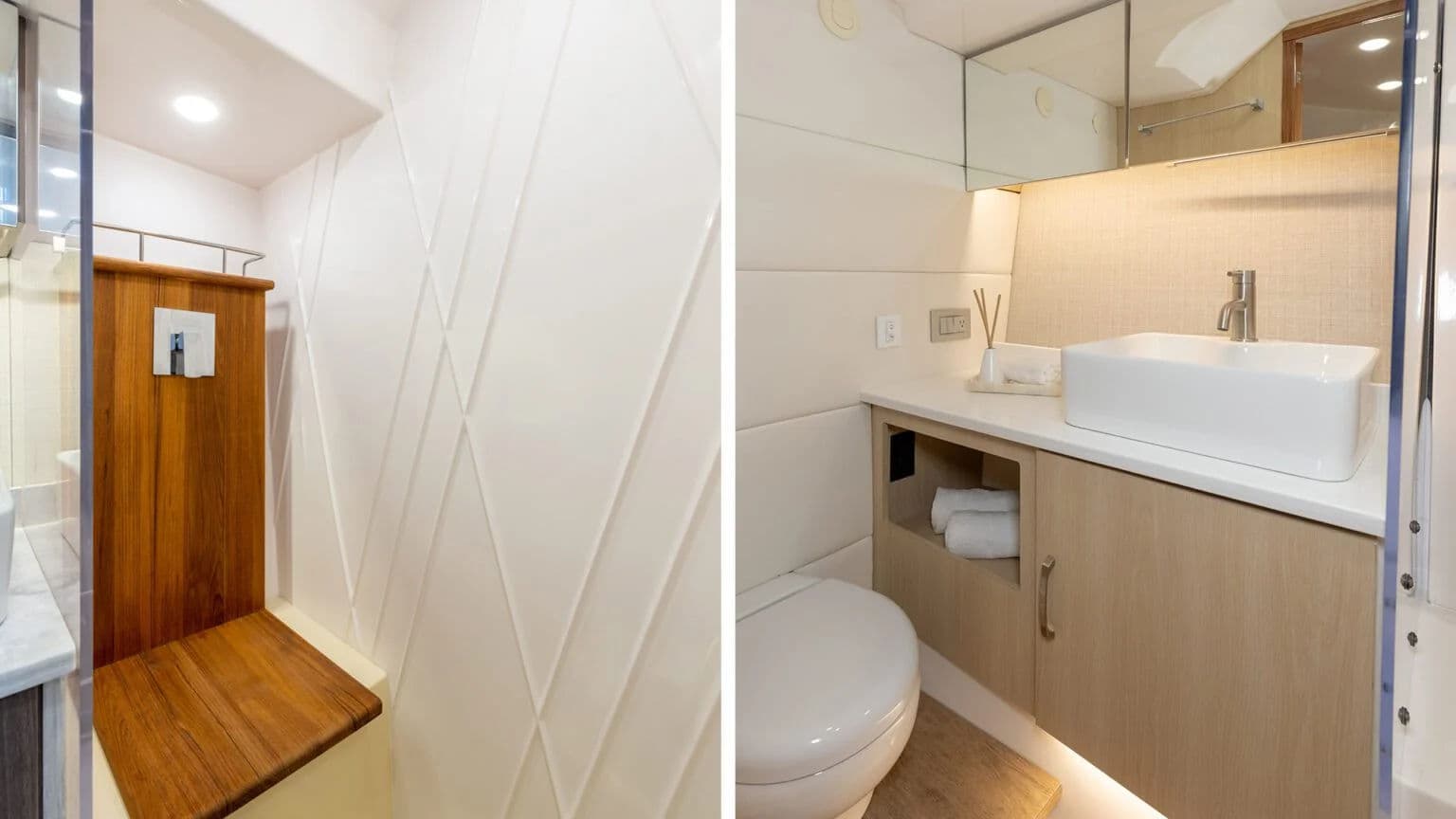 Łazienka z osobnym prysznicem walk-in w modelu Regal 38 SAV.