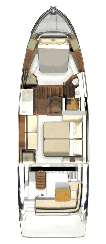 Plan kabiny z wariantem centrum napojów dla modelu 42 FLY.