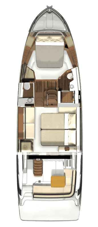 Plan kabiny z wariantem drugiej łazienki dla modelu 42 FLY.