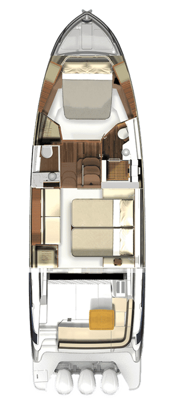 Rzut kabiny z drugą łazienką dla Regal 42 XO.