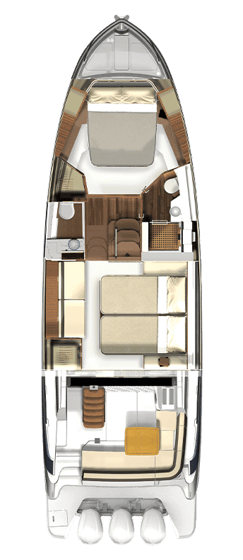 Rzut kabiny z drugą łazienką dla Regal 42 FXO.