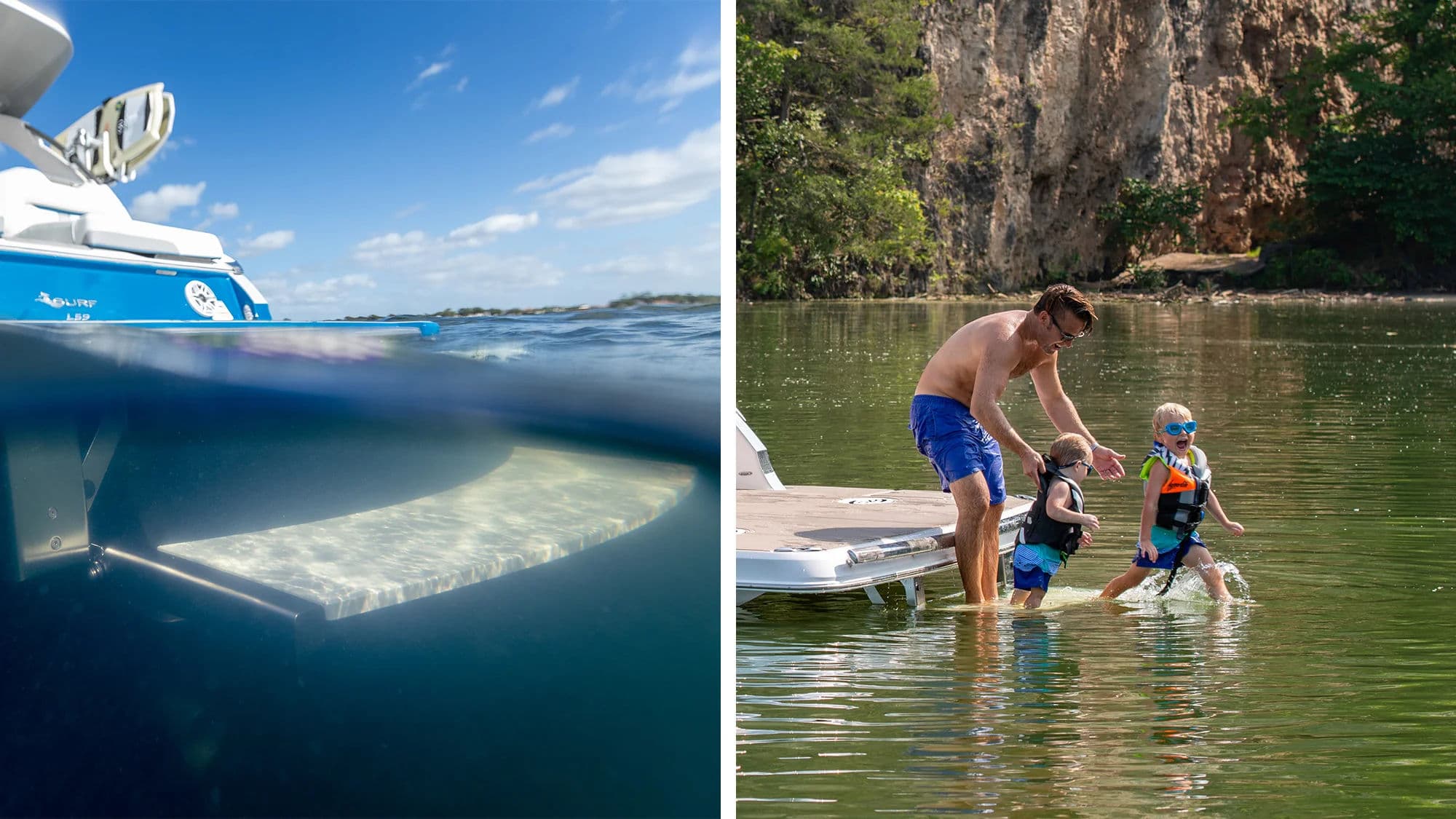 Niska platforma kąpielowa w modelu Sterndrive Bowrider