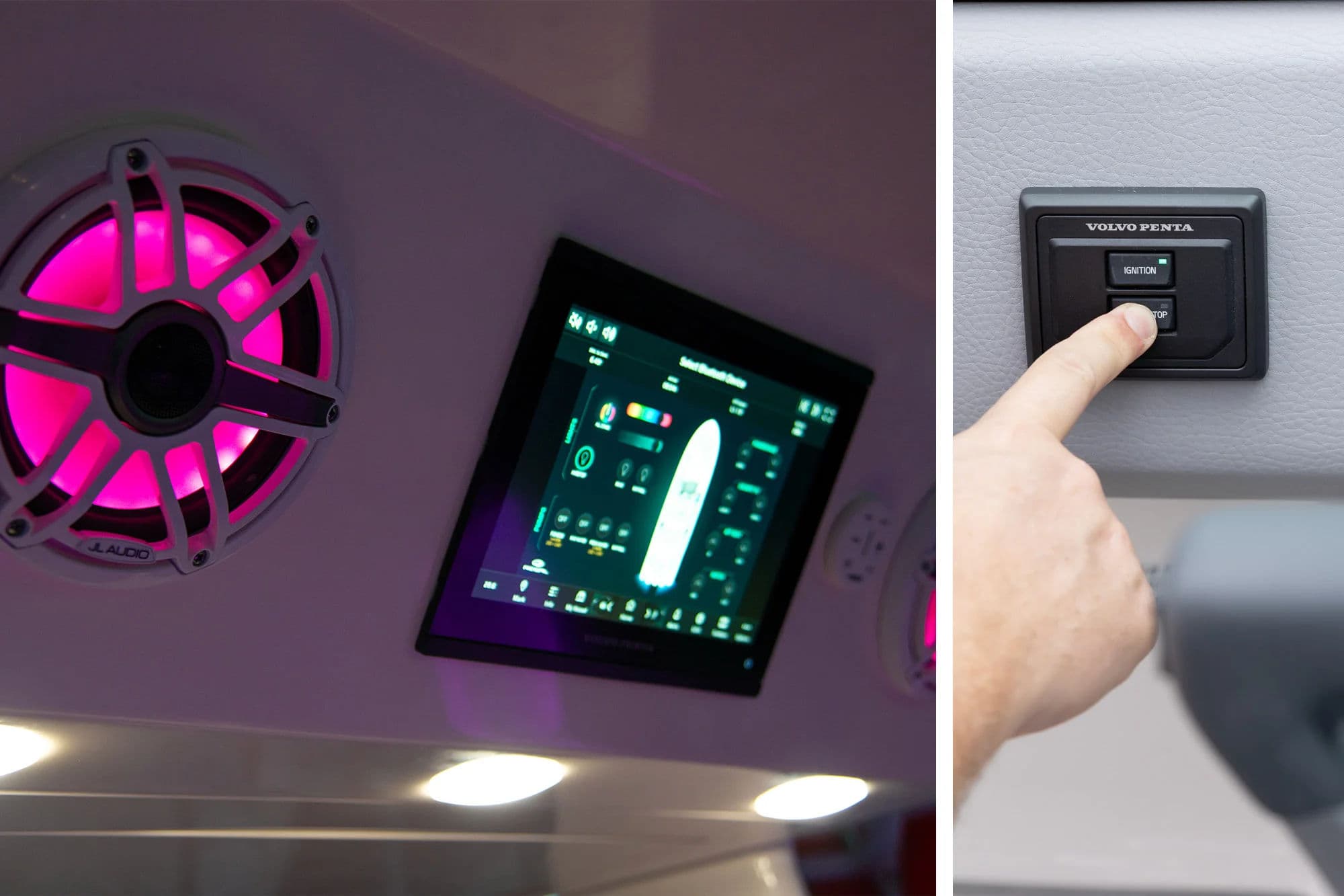 Panel cyfrowy i przycisk E-Key w łodzi Regal