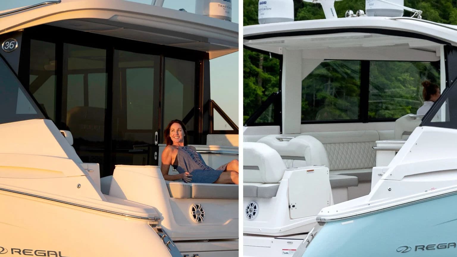 Szklana zabudowa salonu w Regal 36 Grande Coupe.