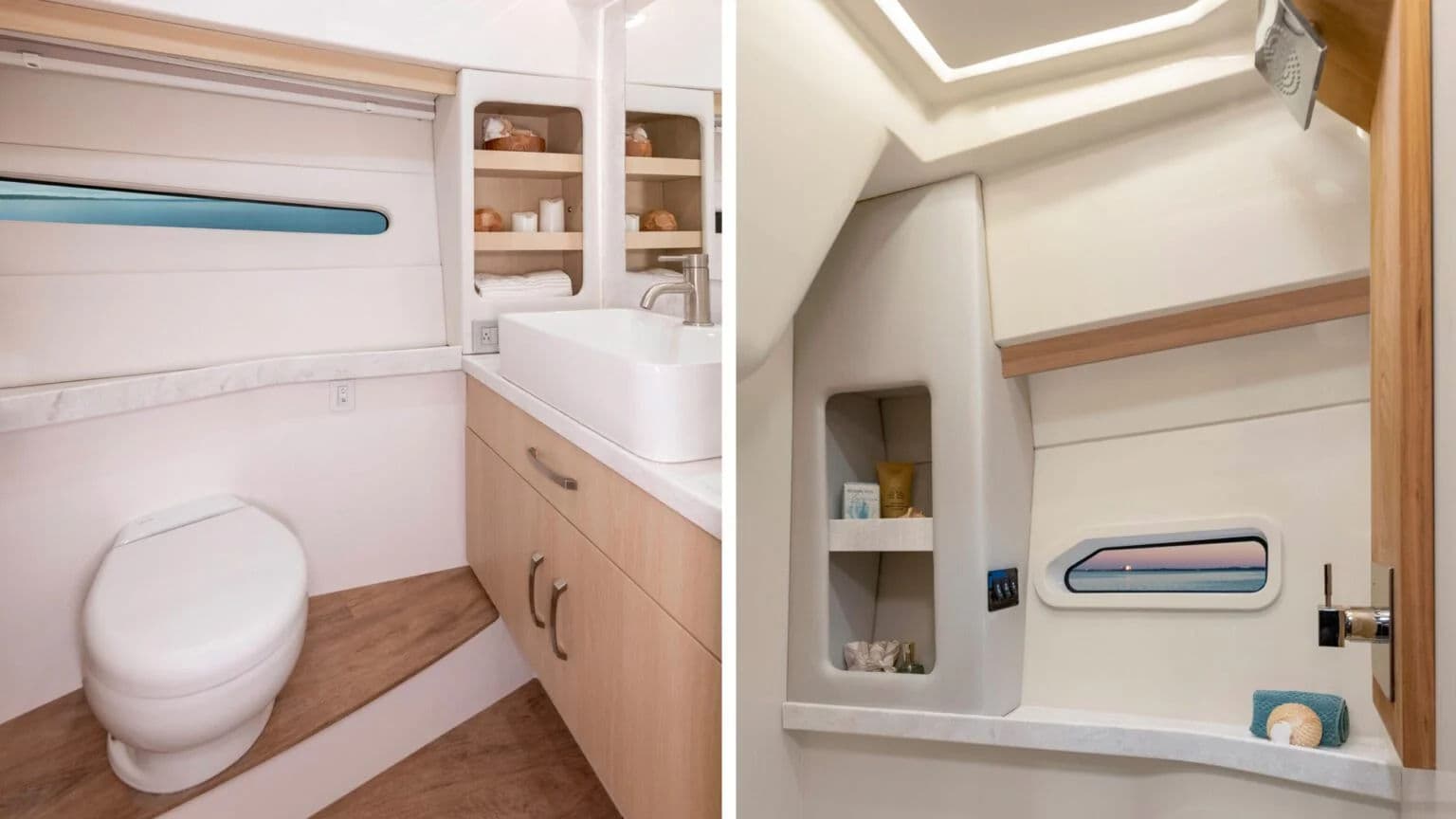 Łazienka z osobnym prysznicem walk-in na pokładzie Regal 38 FXO.