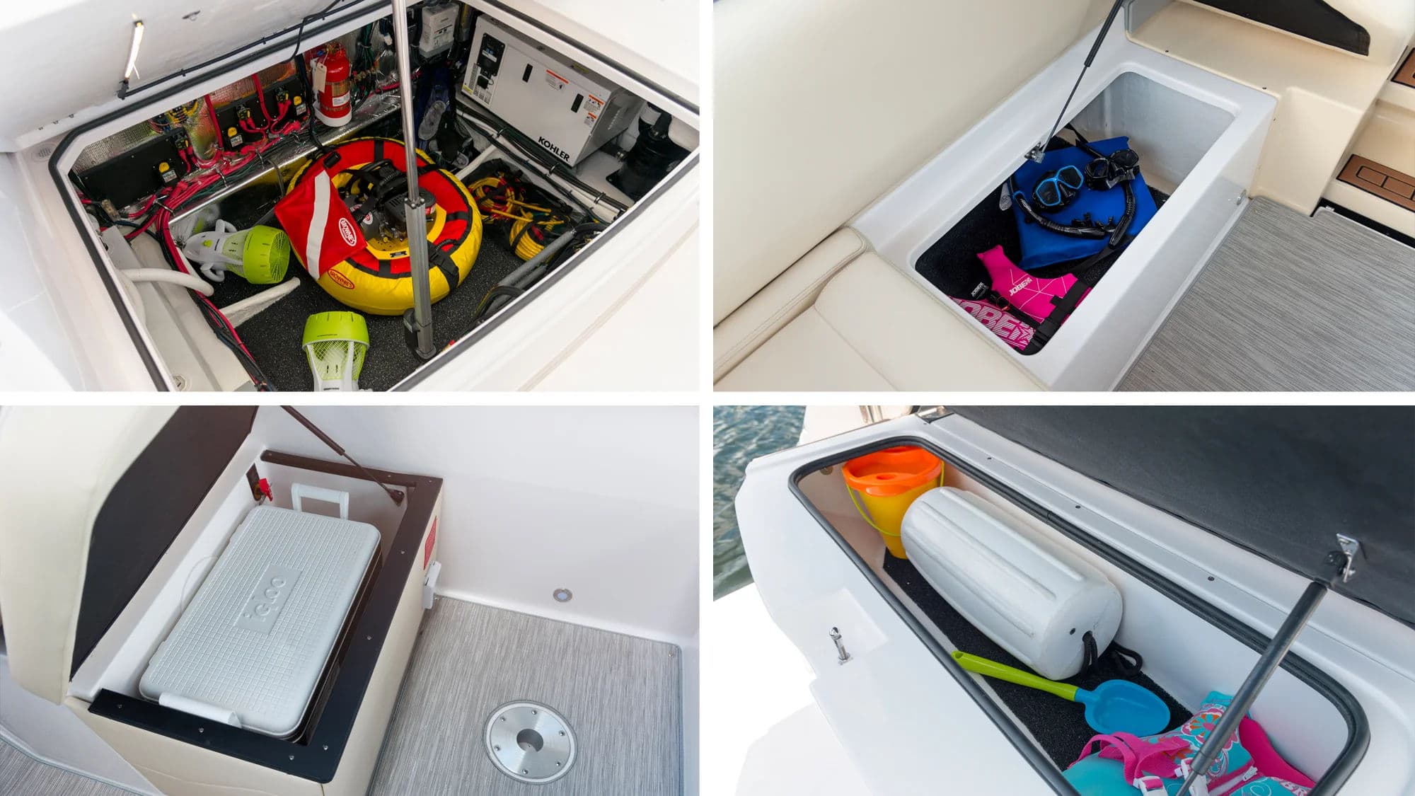 Przestrzeń bagażowa i schowki w łodzi Express Cruiser