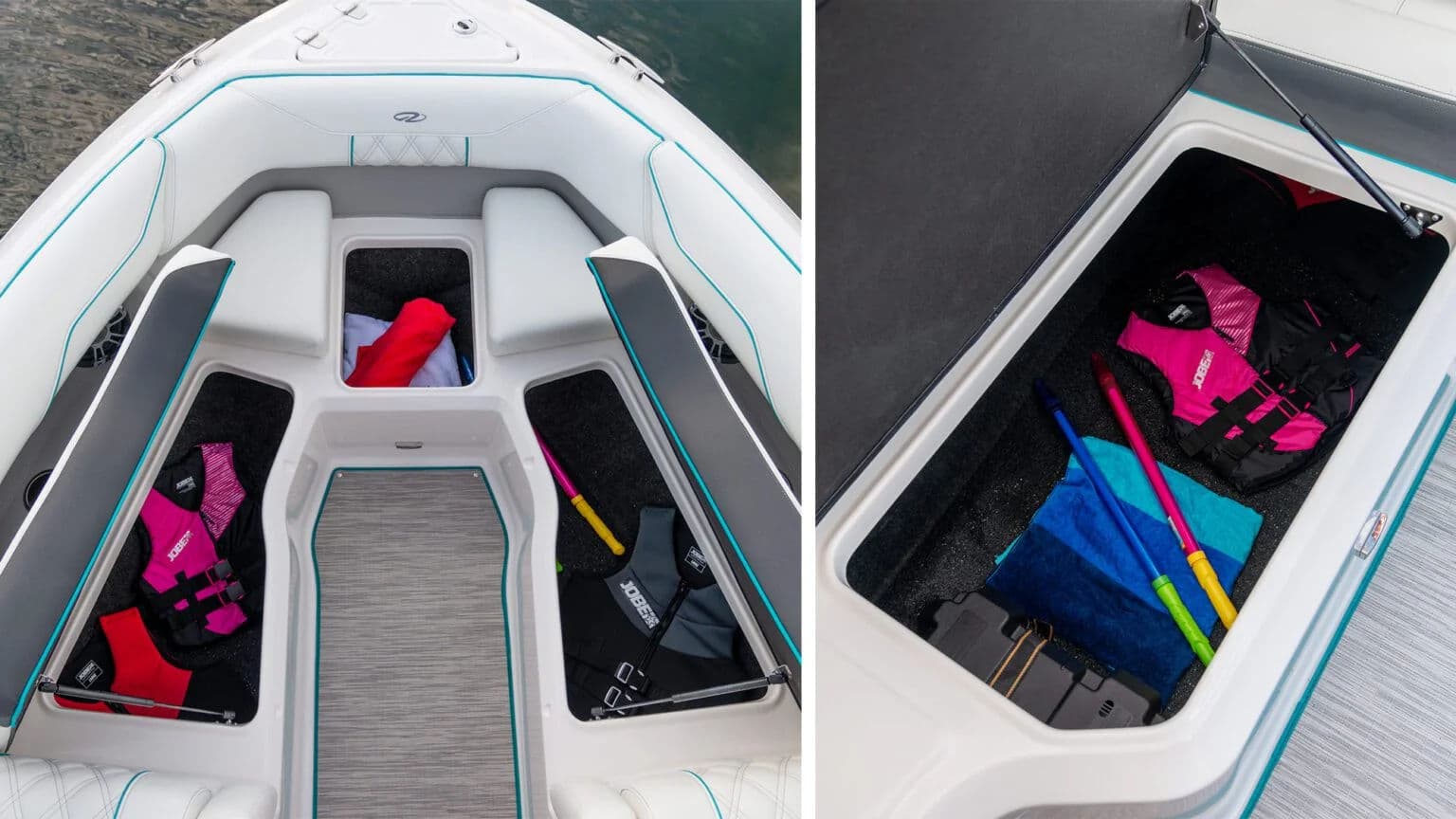 Schowki pod siedzeniami w modelu LS4.